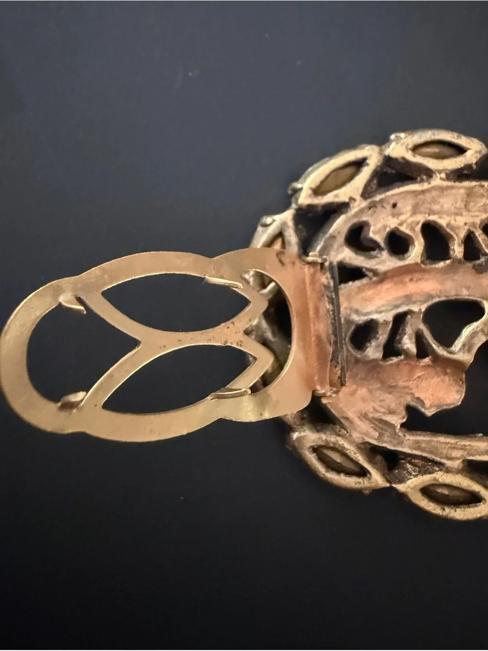Vintage Egyptian Revival Rhinestone Dress Clip Sphinx Palm Tree Art Deco Style